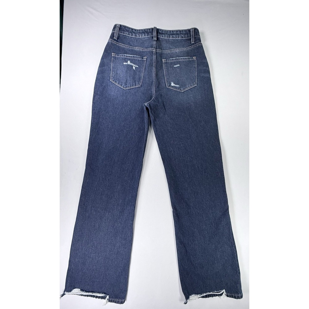 Flying Monkey Jeans Womens 29 High Rise Wide Leg Distressed Raw Hem Blue F4570D - Picture 3 of 9